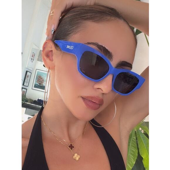 NEW Celine CL40197U Cat Eye Blue Logo Sunglasses - Picture 1 of 9